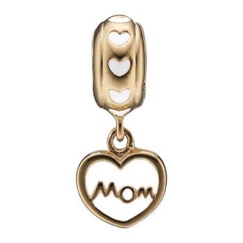Christina Collect 925 Sterling Silver Mom Love Hanging Heart with MOM in White Enamel
